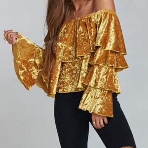 SMYM Cha Cha Velvet Tiered Crop Top